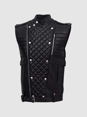 Black Leather Motorcycle Vest